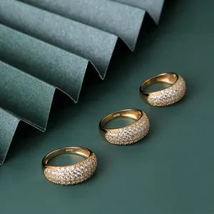 VIANRLA 925 Sterling Silver Jewelry White Zircon Ring 18K Gold Plated Open Dumpy Ring For Women Gift Jewelry