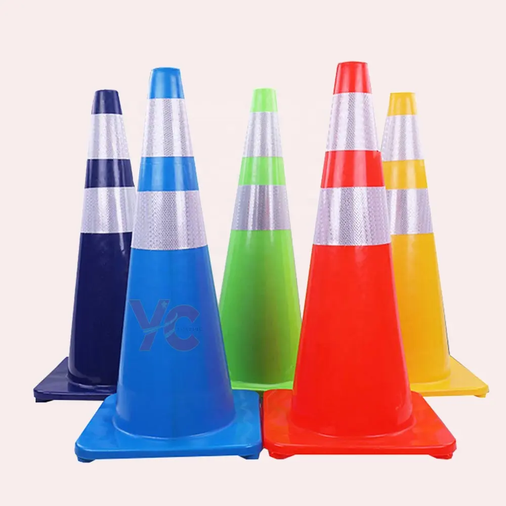18 "28" 36 "cono di sicurezza stradale in plastica in Pvc di plastica colorata blu rosso verde