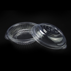 Cuenco de plástico redondo de concha transparente desechable de 250ML con tapa - Product Image 1