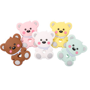 Mordedor de silicona para bebé con forma de oso, anillo de dentición infantil, mordedor de dibujos animados para moler encías, juguete de silicona de grado alimenticio con animales, 0-24 meses - Product Image 2