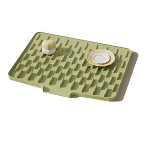 Modern Design Non-Toxic Rectangle Silicone Drain Plate <b>for</b> <b>Kitchen</b> Fruit Vegetable Bowl Dish Filter Drying <b>Mat</b> Household - Product Image 1