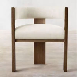 Chaise de salle à manger en bois massif <span class=keywords><strong>gris</strong></span> nordique moderne exclusive personnalisée avec revêtement en <span class=keywords><strong>tissu</strong></span>, <span class=keywords><strong>fauteuil</strong></span> de salle à manger en bois avec coussin moelleux - Product Image 4