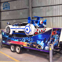 Trailer mekanis dipasang berputar portabel mobil terbang karnaval permainan di lintasan Trailer hiburan