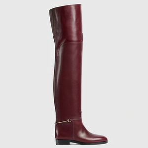 Bottes longues plates pour femmes à bout rond et design simple, montantes jusqu'au-dessus du genou, avec dessus large, pour dames - Product Image 3