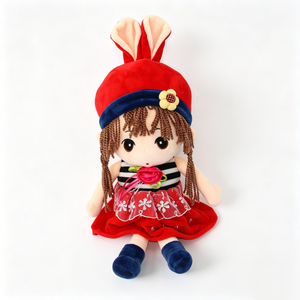 Muñeca de peluche personalizada, muñeca de trapo rellena, muñeca de peluche suave, linda muñeca de peluche de niña, muñeca de peluche con orejas de conejo, personaje infantil - Product Image 1