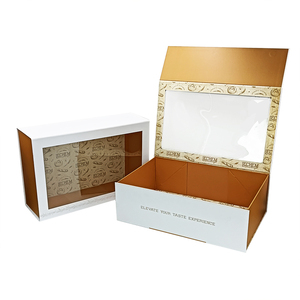 Caja de Embalaje de Papel para Pastel de Chocolate de Lujo, Rectangular, Magnética, Plegable, Transparente, Reciclable, Personalizada, con Asa, Superventas - Product Image 1