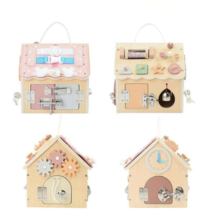 Nuevo Juguete Educativo <span class=keywords><strong>de</strong></span> Madera Multifuncional Personalizado, Caja <span class=keywords><strong>de</strong></span> Actividades Sensoriales Montessori con Cerraduras, Pestillos y Cremallera - Product Image 4