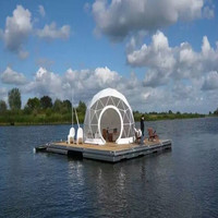 Marnolin Maison Flottante de Luxe Préfabriquée, Villa Aquatique en HDPE/PE/EPS, Capacité de Charge 350kg/m²