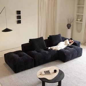 Sofá Pixel en Tela Chenilla Negra, Conjunto de Esquina, Estilo Moderno y Simple, Líneas Rectas, para Sala de Estar - Product Image 4
