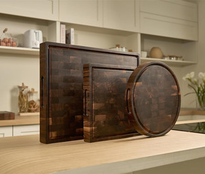 Planche à découper en noyer massif <span class=keywords><strong>de</strong></span> qualité supérieure, grande taille, avec rainure pour les jus, pour cuisine personnalisée - Product Image 2