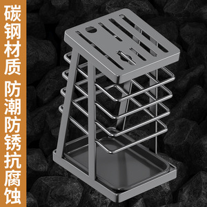 Soporte de acero inoxidable para cuchillos de cocina, cuadrado, con drenaje, para usar en la encimera - Product Image 2