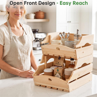 Panier de rangement empilable en bois pour fruits, légumes et pommes de terre – Idéal pour le comptoir de cuisine (vente en gros)