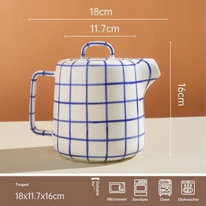 <span class=keywords><strong>Assiette</strong></span> peu profonde en porcelaine rayée créative, design moderne et simple, compatible micro-ondes, vaisselle pour usage domestique - Product Image 6