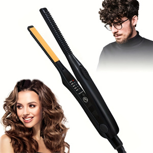 <span class=keywords><strong>Lisseur</strong></span> de cheveux étroit en céramique tourmaline, mini fer à friser, double usage humide/sec, anti-brûlure, ne domine pas les cheveux - Product Image 1