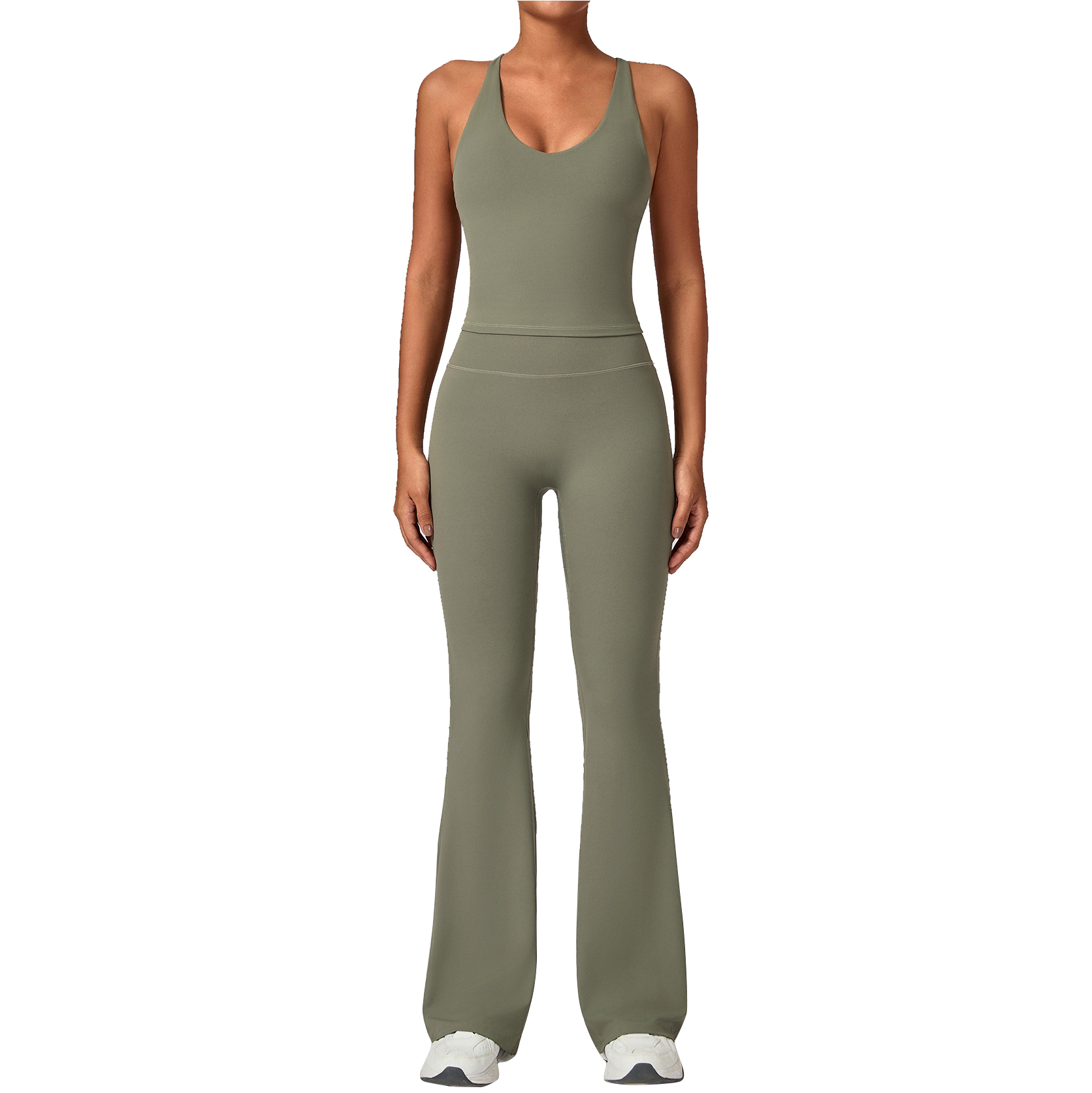 Women's Solid Lightweight Breathable Seamless High-Waisted 2-Piece Yoga Set-Quick Dry Workout Outfit for Gym/Running