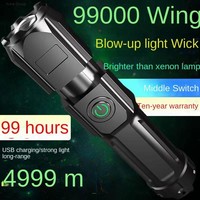 Lampe torche LED puissante, zoom télescopique, torche tactique, recharge USB, projecteur portable, télécommande, camping en plein air, indice de protection IP65