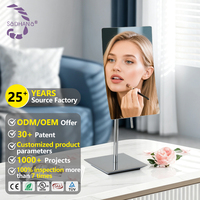 Miroir de table rectangulaire moderne en acier inoxydable OEM ODM, simple face, 160*220mm, miroir de salle de bain minimaliste pour hôtel