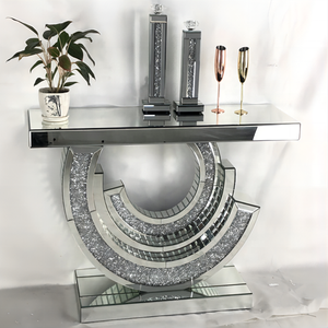 Foshan nuovo buon arredamento di lusso moderno Design europeo MDF semicerchio Console a specchio tavolo casa soggiorno sala Versatile - Product Image 6