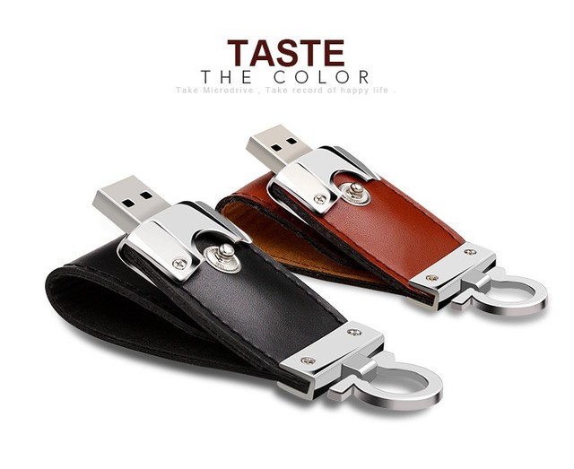 Leather USB Flash Drive 8GB 16GB Bulk Cheap USB Flash Stick Keychain 2.0 Interface Popular Products in Stock