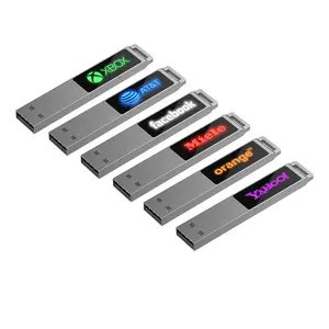 AiAude Mini metal 16 GB pen USB flash drive 2,0 4GB 8GB 16 GB 32G 64GB USB stick pendrive con logotipo iluminado