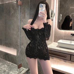 Robe moulante sexy en dentelle grande taille, robe de soirée pour femme mature, pure et séduisante, chemise de nuit transparente haut de gamme. - Product Image 4