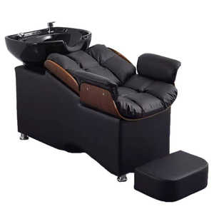 Station de lavage de cheveux moderne pour salon de beauté avec évier inclinable en céramique et siège réglable pour lit de lavage capillaire - Product Image 6