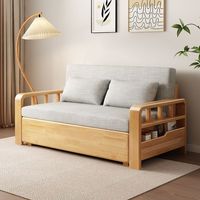 Sofá Cama Convertible Minimalista Moderno, Sofá de Madera Maciza de Doble Propósito, Multifuncional para Sala de Estar, Dormitorio, Universal