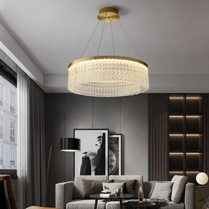 Crystal <b>Chandelier</b> Gold Finish LED Pendant Light E26 Warm <b>White</b> 3500K Dimmable Stainless Steel Adjustable Height 5-Year Warranty - Product Image 5