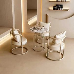 Canapé d'attente pour salon de beauté, fauteuil de détente, fauteuil de style 'milk oil wind', fauteuil d'attente pour célébrité internet, ensemble de trois pièces - Product Image 6