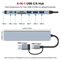 Adaptador Hub USB-C de 7/8 Puertos - Divisor Múltiple de Velocidad 5G para PC, Laptop y MacBook (EE. UU.)