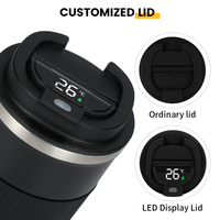 Tasse à café intelligente avec affichage de la température LED numérique 380 ml/510 ml avec manchon en silicone, tasse à eau adaptée aux voyages