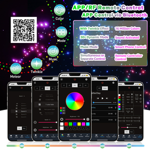 Kit Luce <span class=keywords><strong>Fibra</strong></span> <span class=keywords><strong>Ottica</strong></span> Cielo Stellato 32W RGBW a Doppia Porta con Effetto Scintillante e Meteora per Decorazione Tetto Auto e Soffitto Casa - Product Image 4