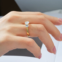 D Couleur 6.5mm 5mm Mossanite Diamant 925 Pur Argent Sterling Trois Pierre Bague Réel Moissanite Bagues De Fiançailles Bandes pour Femmes