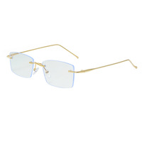 Monture de lunettes rétro carrée sans monture en métal Schmonti Y8139 pour hommes et femmes, verres optiques vintage anti-lumière bleue pour ordinateur, lentilles transparentes