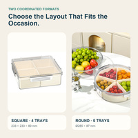 Plateau de service portable en PET transparent avec compartiments amovibles et quatre boucles de sécurité pour boîte de rangement alimentaire pour fêtes