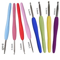 Ensemble de 8 crochets à crochet en plastique portables de couleur bonbon, manche souple, aiguilles à tricoter de 2,5 à 6 mm