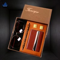 Coffret Cadeau d'Affaires Personnalisé OEM pour Hommes : Lunettes de Soleil, Montre Dorée, Portefeuille en Cuir, Boutons de Manchette – Boîte Cadeau d'Entreprise de Luxe
