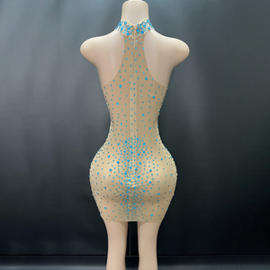 Novance Y4434 giyim üreticileri özel elmas zarif kokteyl elbise kadınlar için ışıltılı seksi elbise parti kulübü gece - Product Image 6