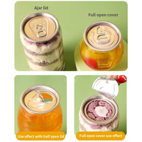 Canette en Plastique PET Transparente Tendance à Logo Personnalisable avec Couvercle Anneau Bouteille Jarre pour Gâteaux Boissons Froides et Conception Anti-Fuite