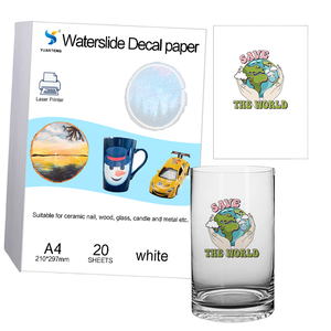 YUANTENG YT-LW Laser Water Slide Decal Transfer Paper White Color Transparent Waterslide <b>Sticker</b> for <b>Glass</b> Cup/ - Product Image 1
