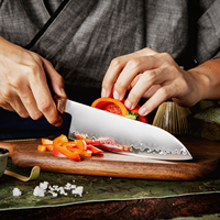 Couteau de cuisine Santoku japonais Hitachi ZDP189 en acier poudré, 7,5 pouces, couteaux de cuisine Santoku modernes avec manche en bois Mkuruti