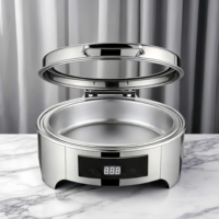 Plat de service buffet en acier inoxydable, ensemble chauffe-plat pour restaurant et hôtel