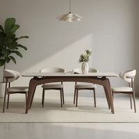 Ensemble table et chaises de salle à manger en bois massif, moderne, petit appartement, plateau rectangulaire en quartz blanc importé, 6 places, durable, hôtel