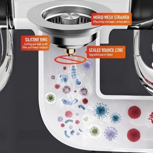 Kit Filtro e Tappo per <span class=keywords><strong>Lavandino</strong></span> Migliorato con Nucleo di Rimbalzo, Tappo Anti-Intasamento in Acciaio Inox 3-1/2'' con Cestello per Cucina e Bagno - Product Image 4