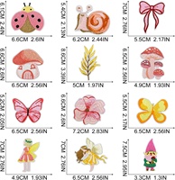 Parches personalizables de tela bordada y tejida con gancho y bucle, ecológicos, con diseños de bosque de hadas, niña, hongo, mariquita y sombrero de flores