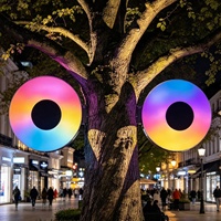 Enseigne lumineuse acrylique dynamique à grands yeux, panneau publicitaire rotatif extérieur RVB coloré pour façade de magasin