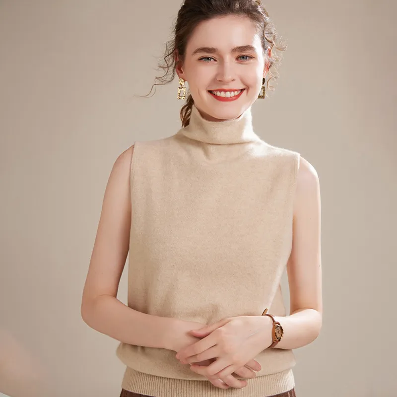 Inner Mongolia Manufacturer Custom merino wool casual loose Sleeveless Vest Summer cashmere Sweater Jumper for women