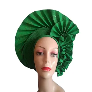 Africano Aso Oke copricapo da donna in velluto berretto con testa musulmana avvolge turbante islamico Aso Oke copricapo