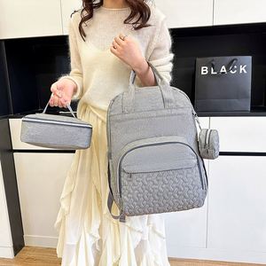 3Pcs Mommy <b>Backpack</b> Insulated Bag Set Simple Plain Color Baby Diaper <b>Backpack</b> Lightweight Maternity Bags - Product Image 2