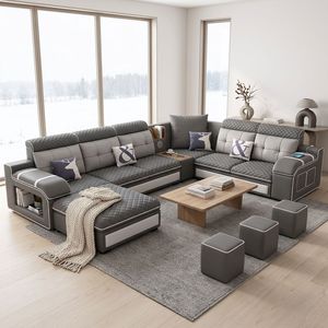 Tecnologia senza lavaggio divano <span class=keywords><strong>soggiorno</strong></span> combinazione semplice moderno <span class=keywords><strong>grande</strong></span> appartamento angolo gatto graffio tessuto divano - Product Image 3
